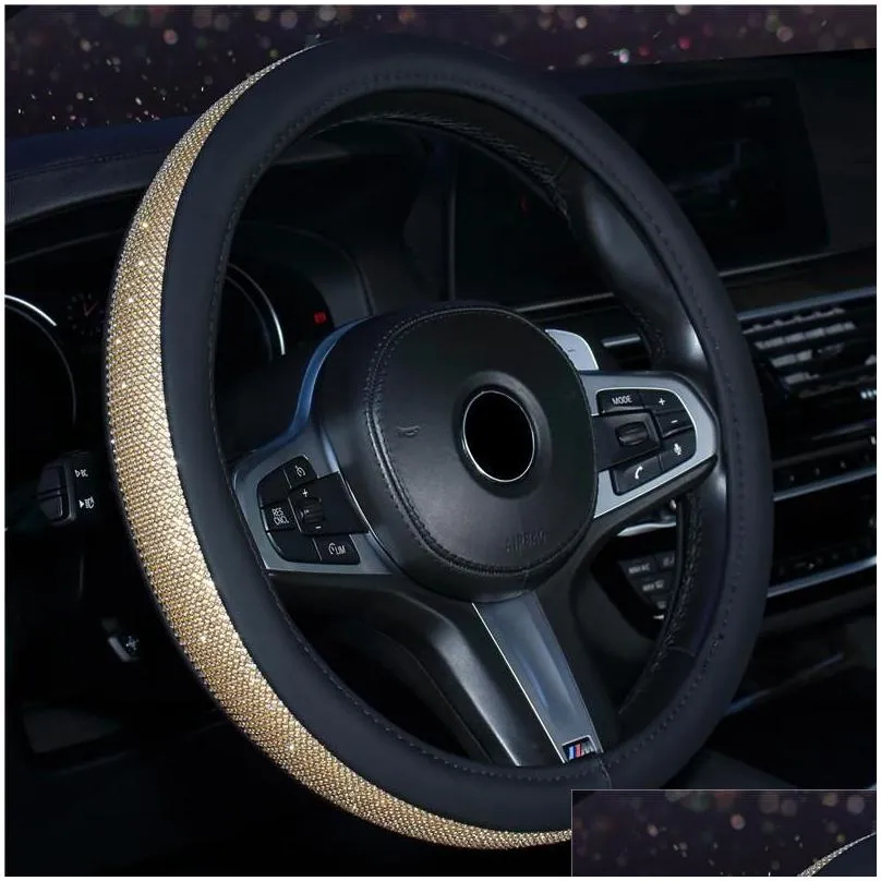 steering wheel covers glittery colored car cover universal 15in pu rhinestone auto sleeve stylish alternative td326
