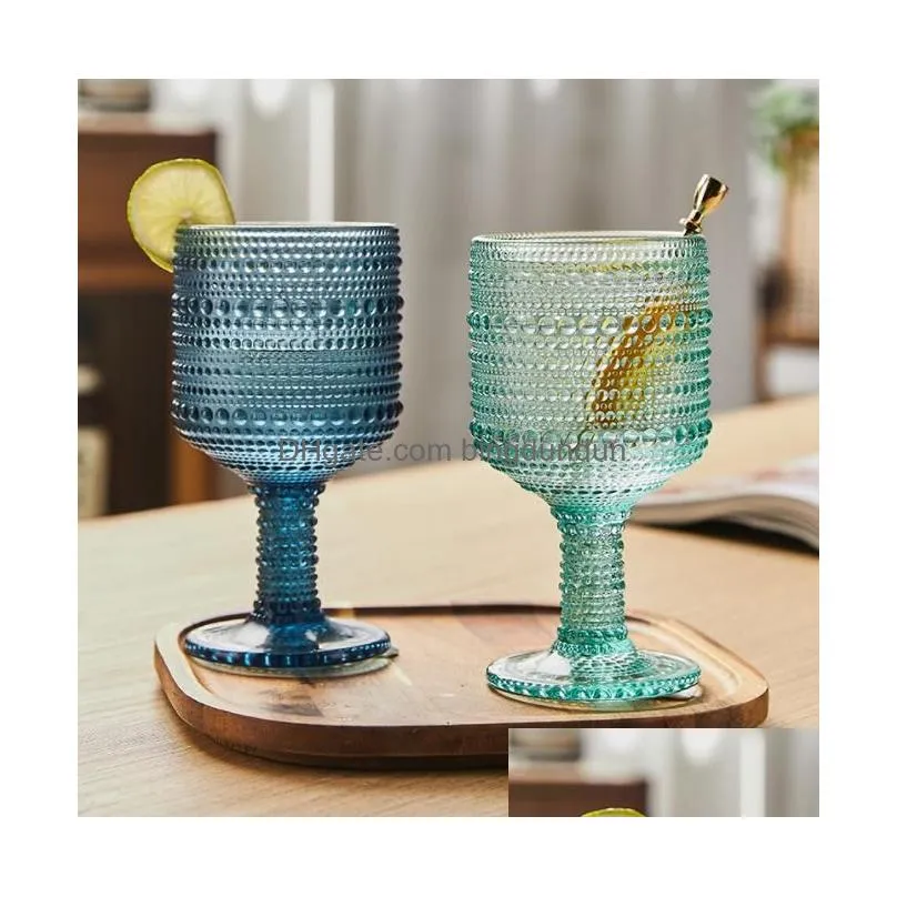 wine glasses european embossed color goblet juice cup restaurant hotel creative ice cream goblet champagne cup mug