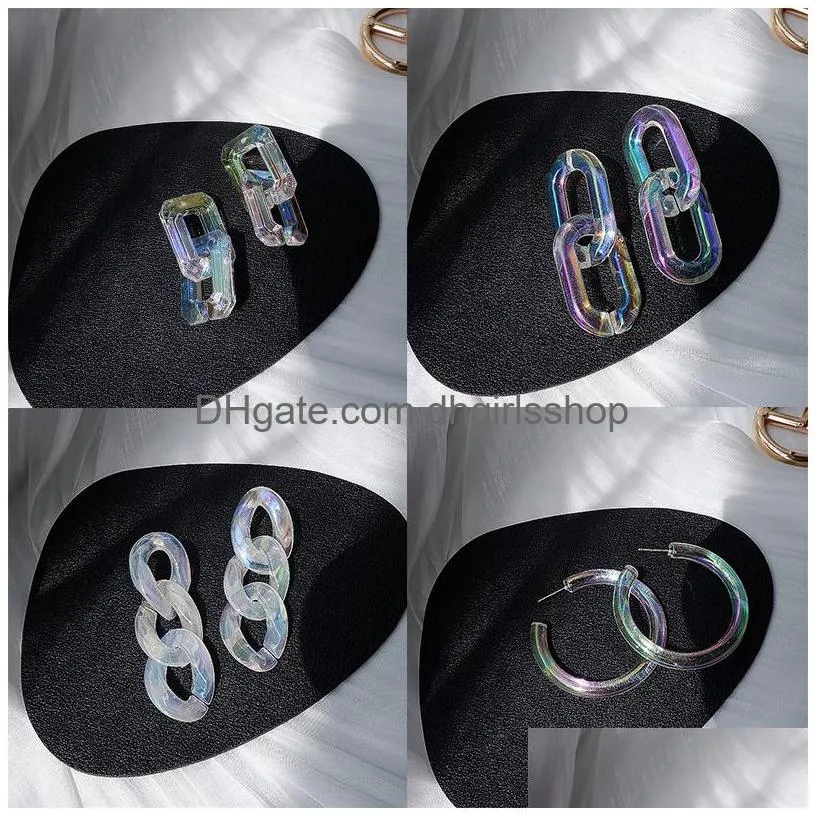 big acrylic earrings for women jewelry white statement circle chain geometric drop dangle earrings wholesale