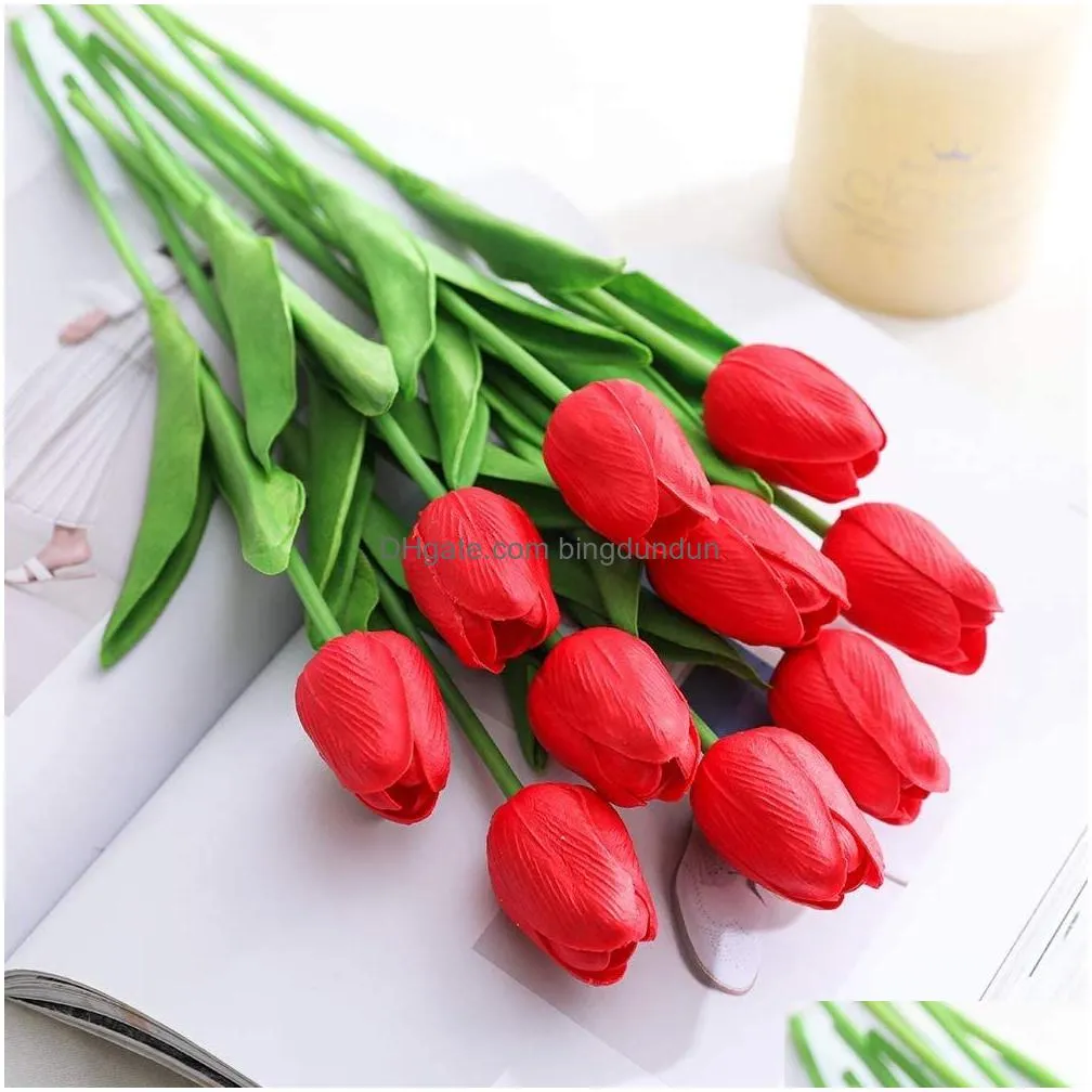 tulips artificial flowers pu calla fake flowers real touch flowers for wedding decoration home party decoration favors