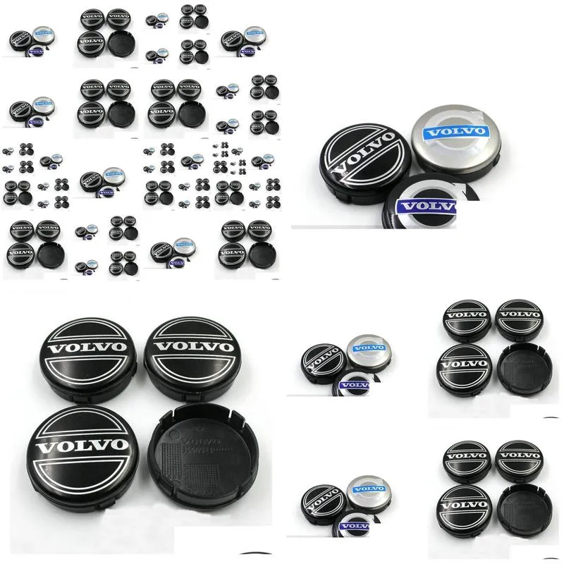 3colors 4pcs 64mm volvo wheel center caps hub cover car emblem badge black/gray/blue c30 c70 s40 v50 s60 v60 v70 s80 xc90