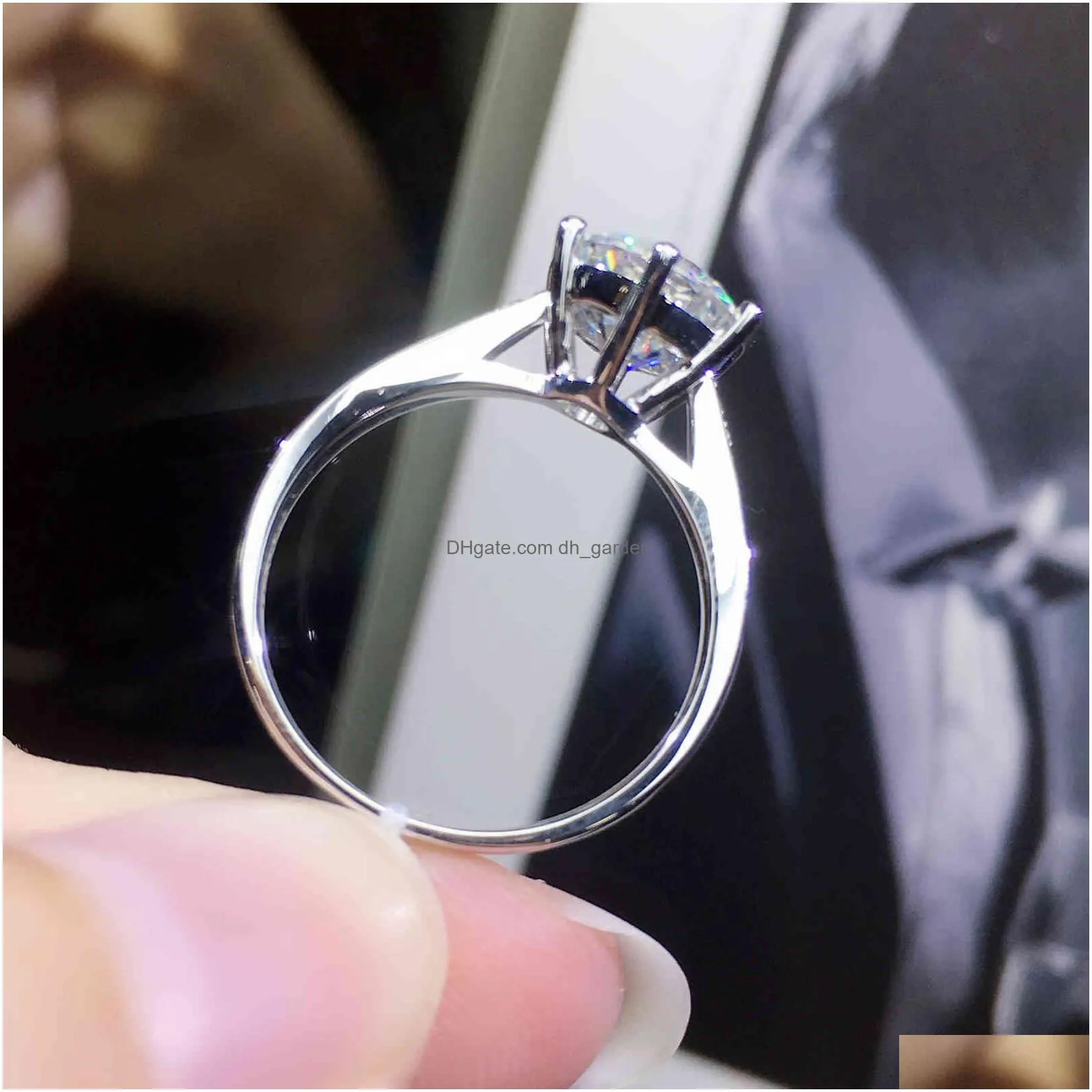 925 sterling silver moissanite classic style 1ct ij color single row moissanite jewelry anniversary ring