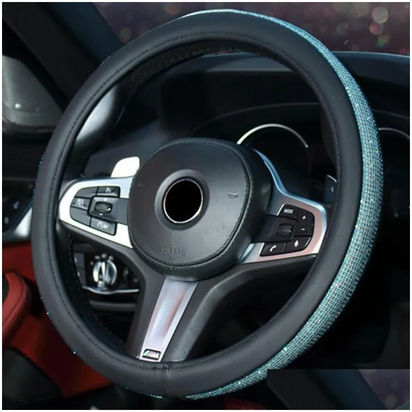 steering wheel covers glittery colored car cover universal 15in pu rhinestone auto sleeve stylish alternative td326