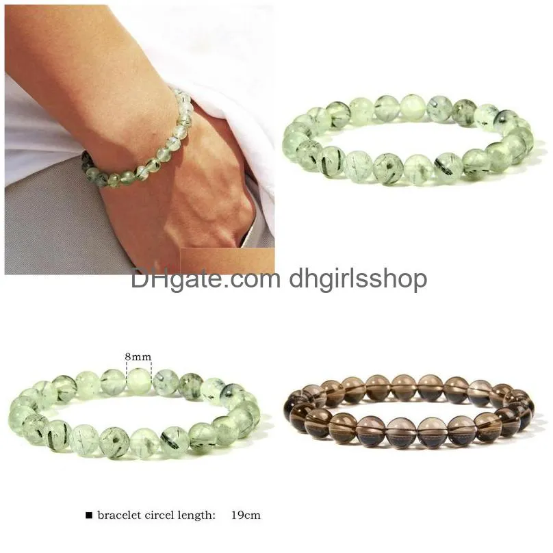 fashion natural green prehnites stone beads bracelet handmade women men round amethysts stone beaded charm bracelet jewelry gift
