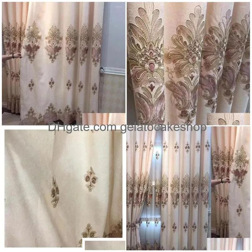 curtain european style chenille embroidered curtains blackout for living room bedroom