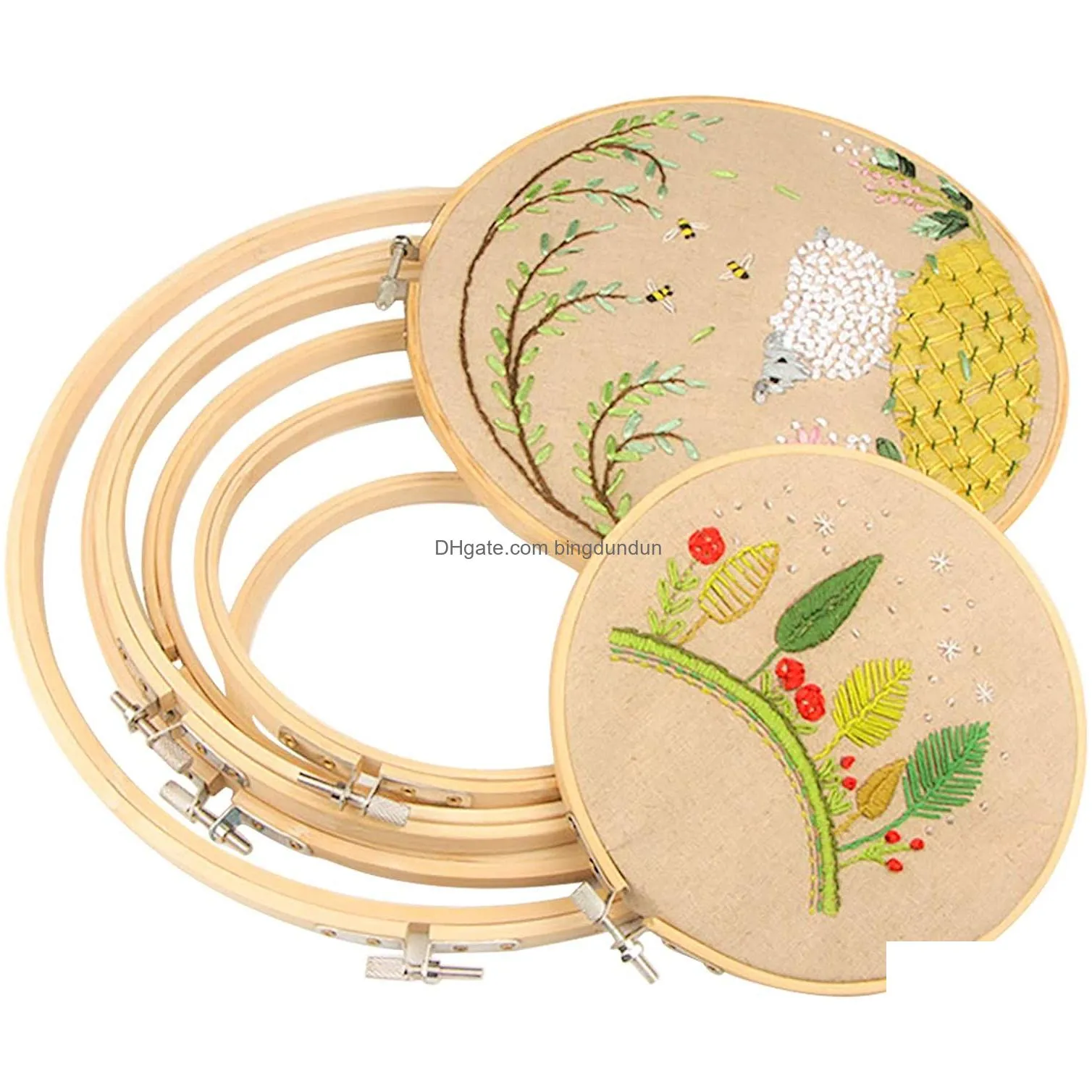 embroidered wreath of bamboo crossstitch tool round embroidery frame sewing hoop ring home decoration craft accessories