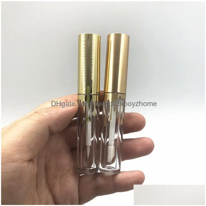 4ml 2.5ml lipgloss plastic bottle containers empty gold tube eyeliner eyelash container mini lip gloss split packing bottles