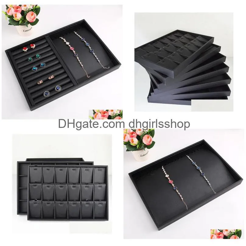 black pu leather jewelry pallet necklace tray for show rings bracelet exhibition jewelry organizer showcases