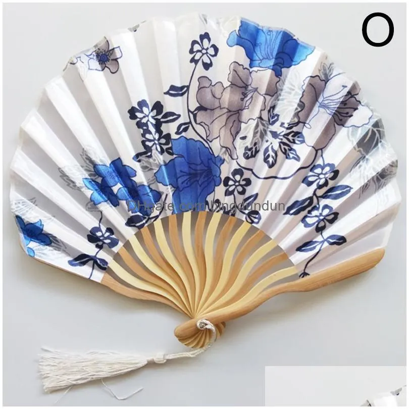 japanese style silk fan chinese bamboo folding fan vintage waveshaped keel dance hand fans craft home decoration ornaments gift