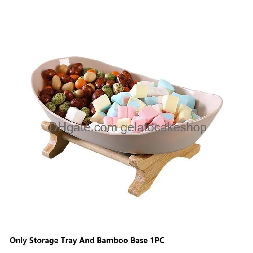 kitchen storage organization party standing gift snack tray bamboo rack fruit dessert appetizer accessories for serving living room