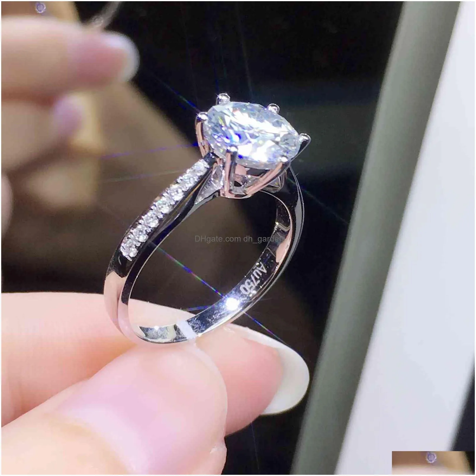 925 sterling silver moissanite classic style 1ct ij color single row moissanite jewelry anniversary ring