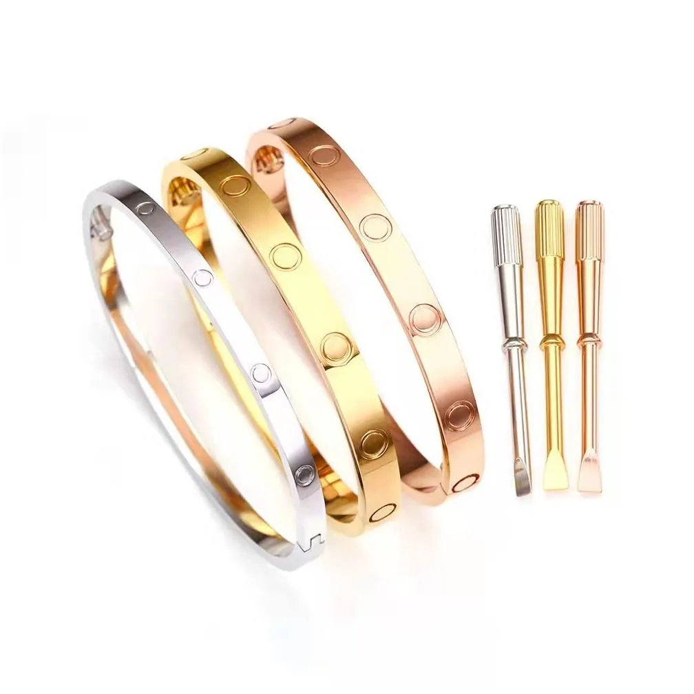 fashion love bangle designer bracelet ladies rose gold silver lady bangle titanium steel screw screwdriver diamond luxury designer jewelry womens mens