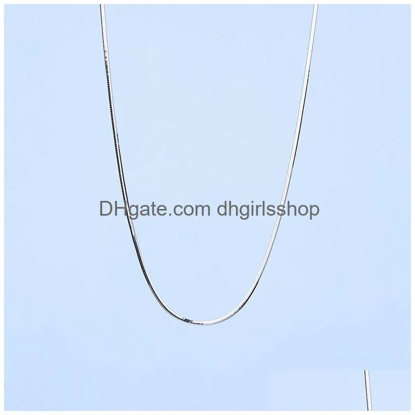 genuine real pure solid 925 sterling silver chain necklace men women snake chain jewelry male female 0.7mm collier necklaces