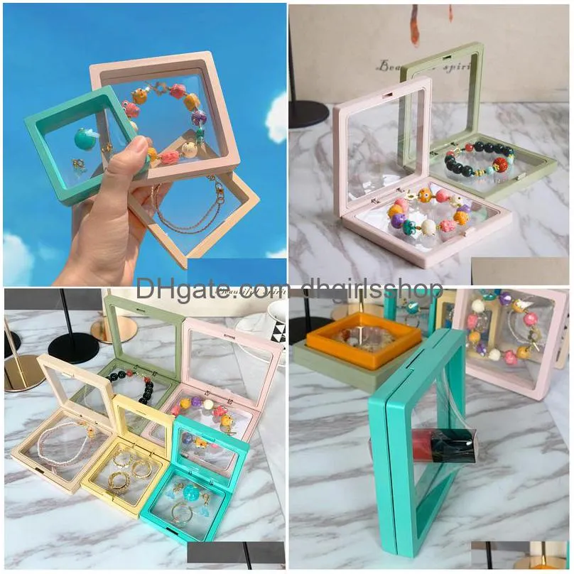colorful 3d floating picture frame shadow display film suspensiony storage transparent box jewelry bracelet packaging box