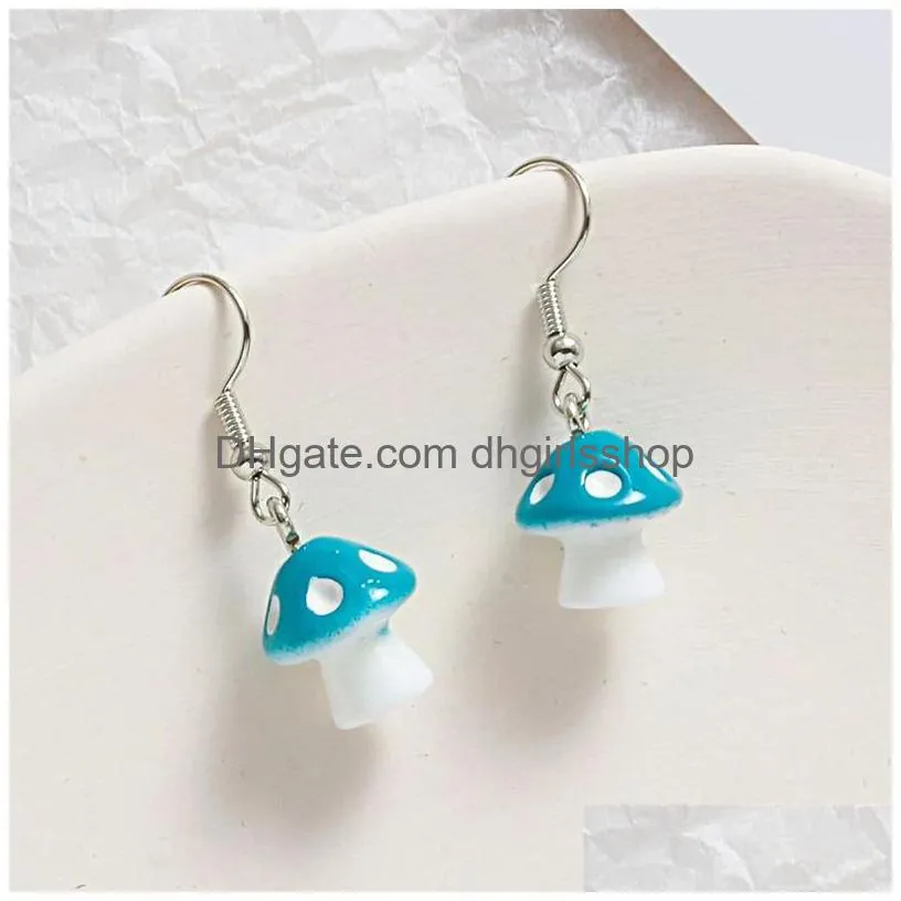 small mushroom shaped dangle earrings cute 8 colors handmade drop earrings for women girls jewelry lovely gifts 1.2x3.3cm