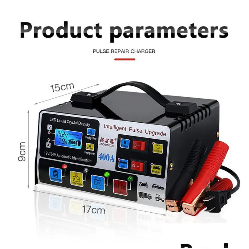 12v24v 220w car battery  fully automatic high frequency intelligent pulse repair  lcd display high power 