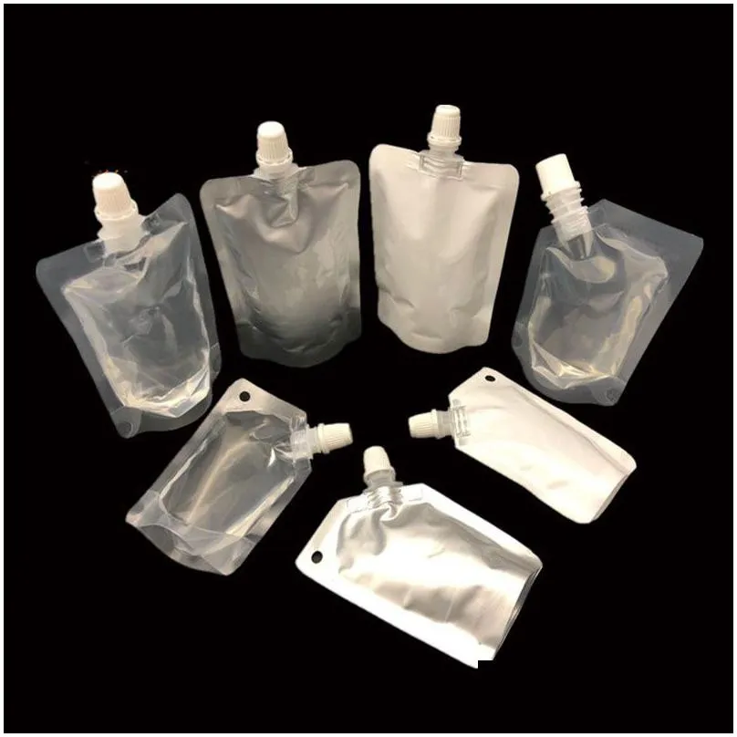 50ml stand up drinking package transparent pout bag white doypack spout pouch bags for beverage milk qw8768