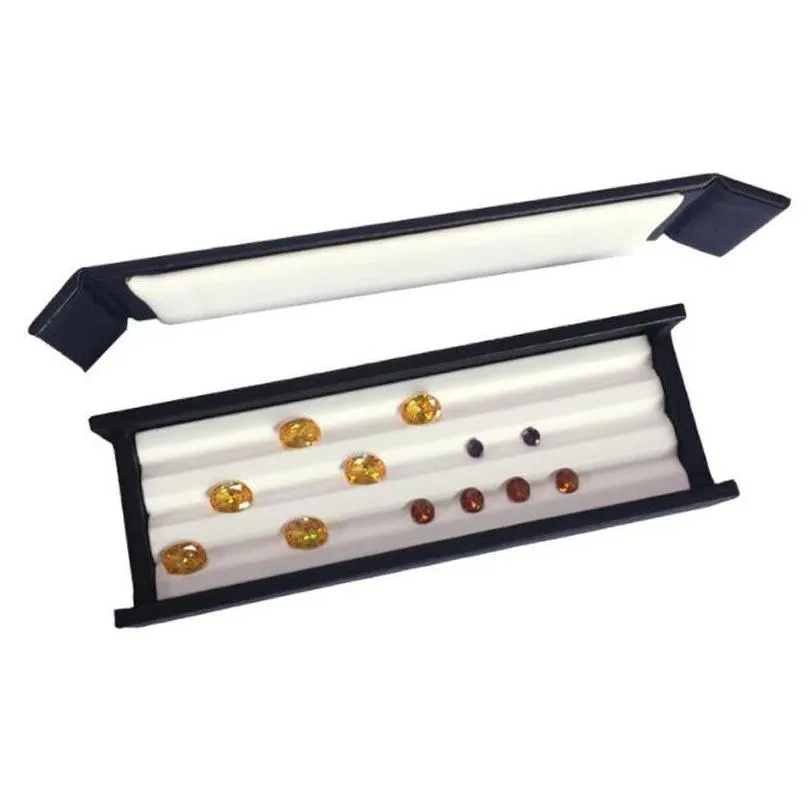 pu leather gem display tray diamond storage box jewelry case with cover gemstone organizer wholesale zc1706