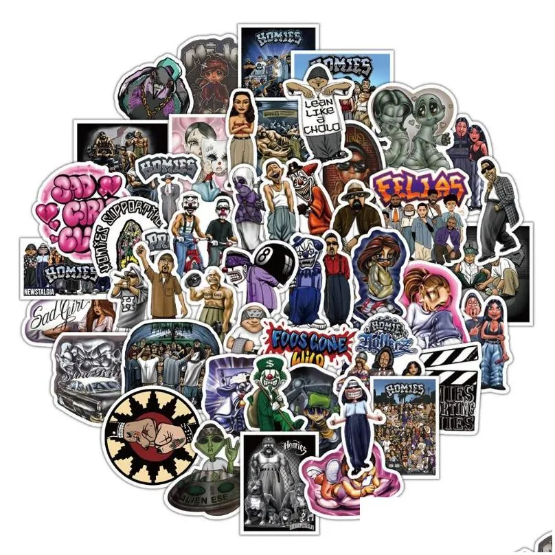 50pcs/lot homies stickers hiphop figure graffiti kids toy skateboard phone laptop luggage sticker decals