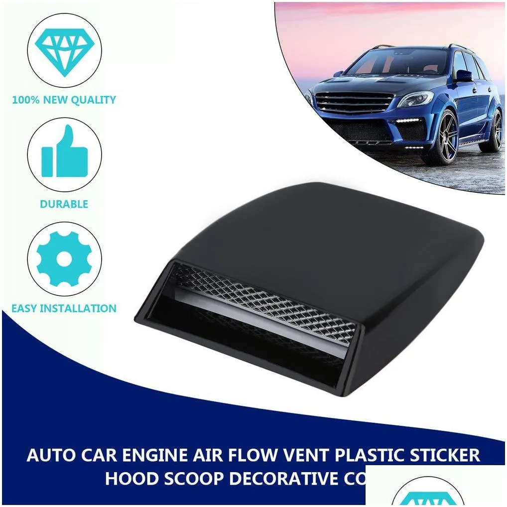 3d simulation carstyling hood decoration air flow intake scoop turbo bonnet vent cover hood black simulation vent modified air intak
