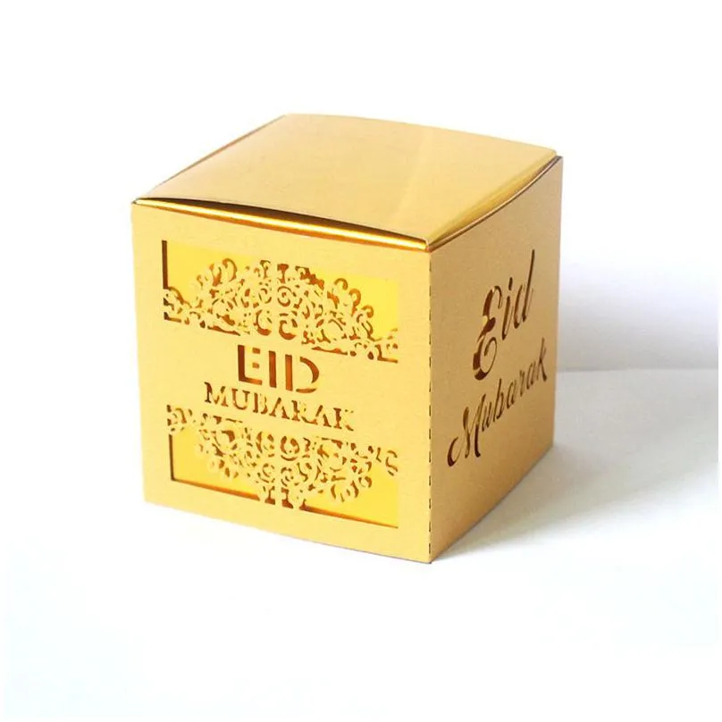 eid mubarak party hollow candy box square ramadan muslim islamic wedding candy favors bag