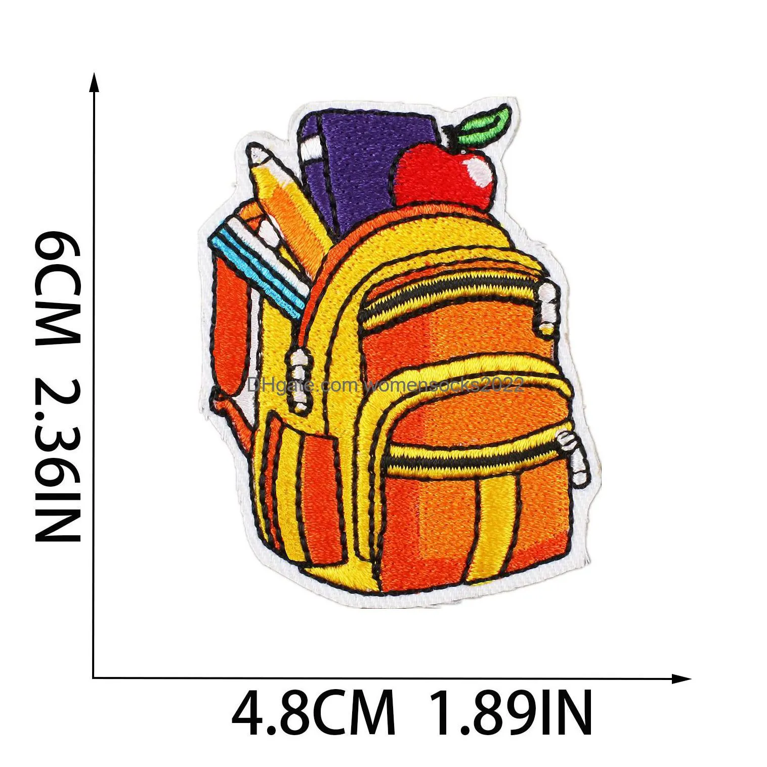 notions back to school iron ones colorful pencil  schoolbag sew on repair embroidered diy crafts for teacher students clothing jacket backpack