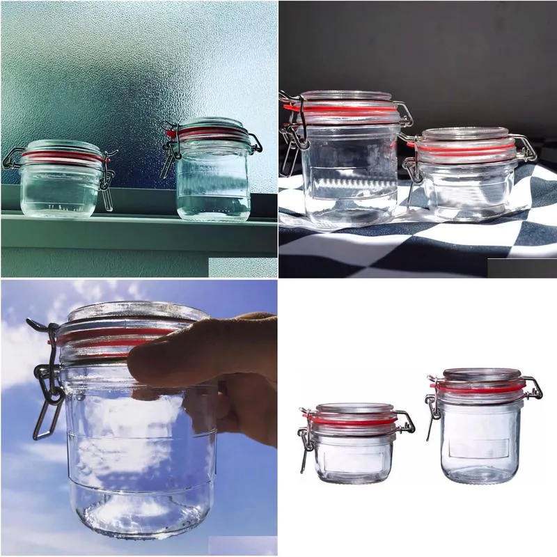 18 jar set glass storage bottles jars camp kitchen tank kitchen cabinet rack transparent