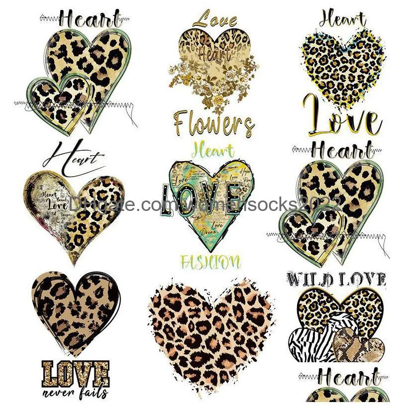 notions leopard heart iron ones for clothing letters love design women diy heat transfer stickers for clothes tshirt thermal transfers applique