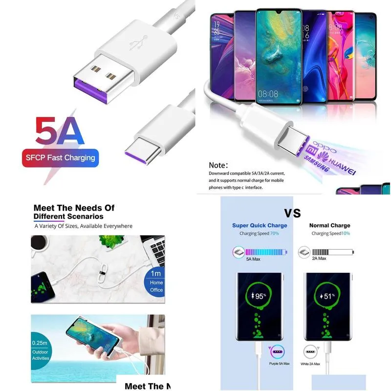 quick  phones data line 5a fast charging usb cable for sansung/xiaomi//android