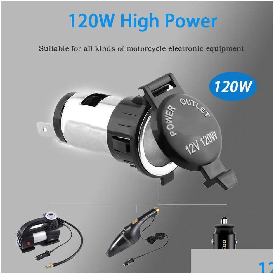 heat waterproof car accessories resisting plastic power socket dc 12v 120w motorcycle car tractor cigarette lighter plug outlet