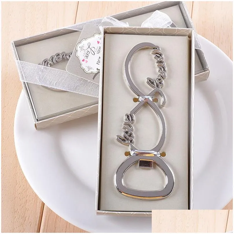 100pcs/lot newest forever love chrome beer bottle opener wedding favors and gifts for guests party gifts supplier bridal shower