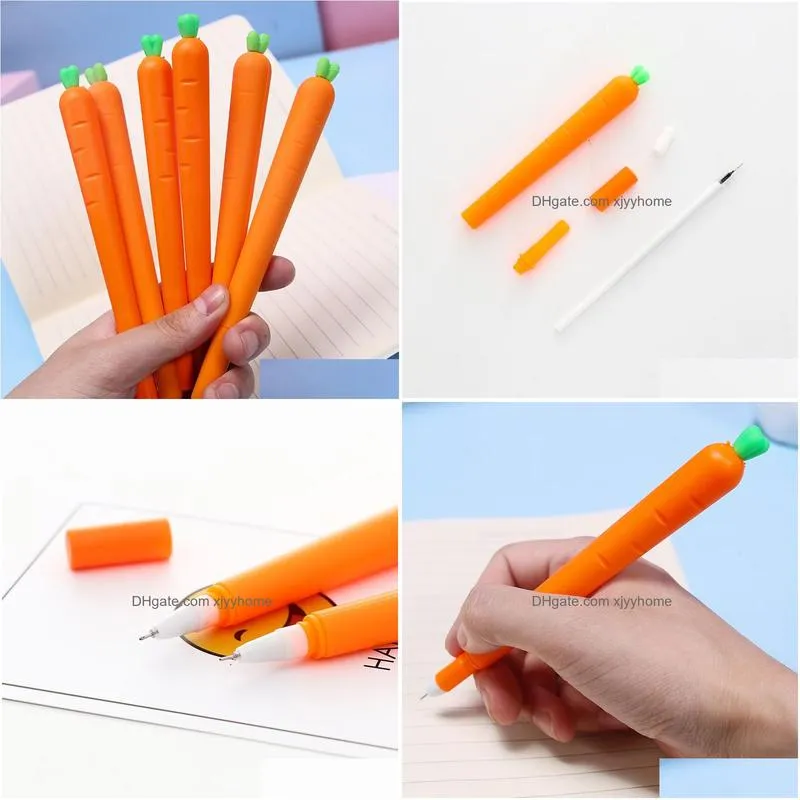 carrot roller ballpoint pen 0.5mm orange vegetable shaped student stationery gel pens christmas gift