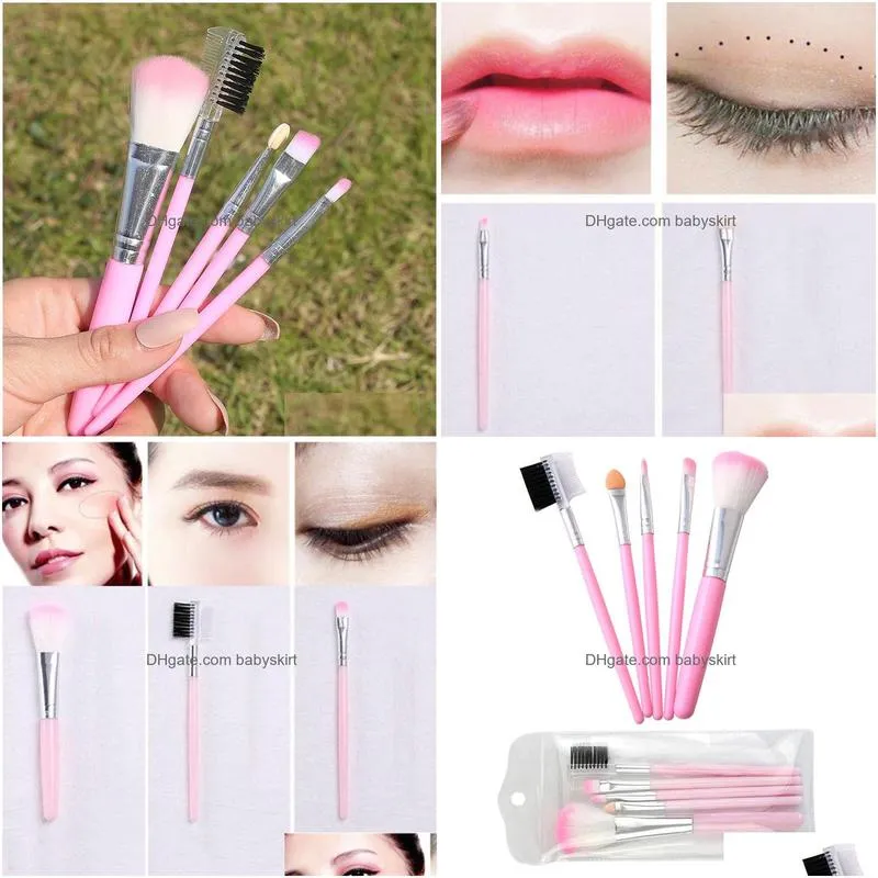 pink makeup brushes for beginner tools kit eye shadow eyebrow eyeliner eyelash lip brush