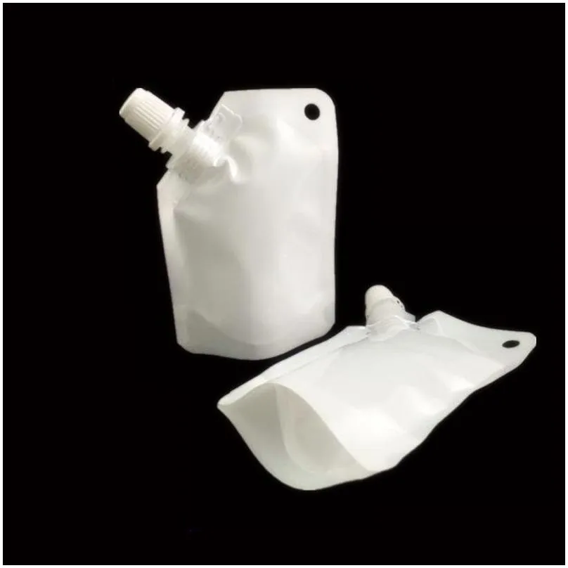 50ml stand up drinking package transparent pout bag white doypack spout pouch bags for beverage milk qw8768