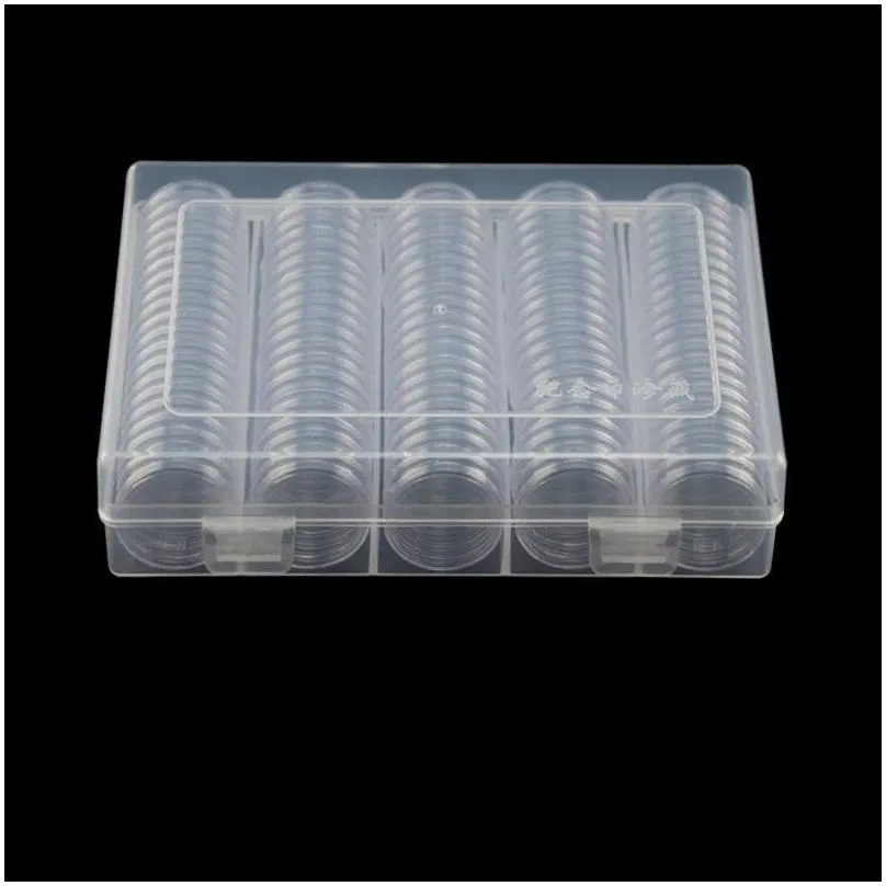 coin storage box clear 27/30mm round boxed holder plastic storage capsules display cases organizer collectibles gifts qw8722