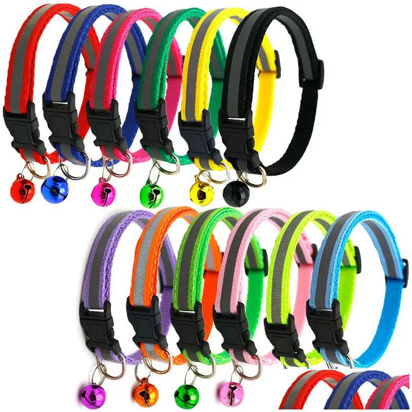 reflective dog collars with safety locking buckle 12 colors adjustable puppy kitten collar