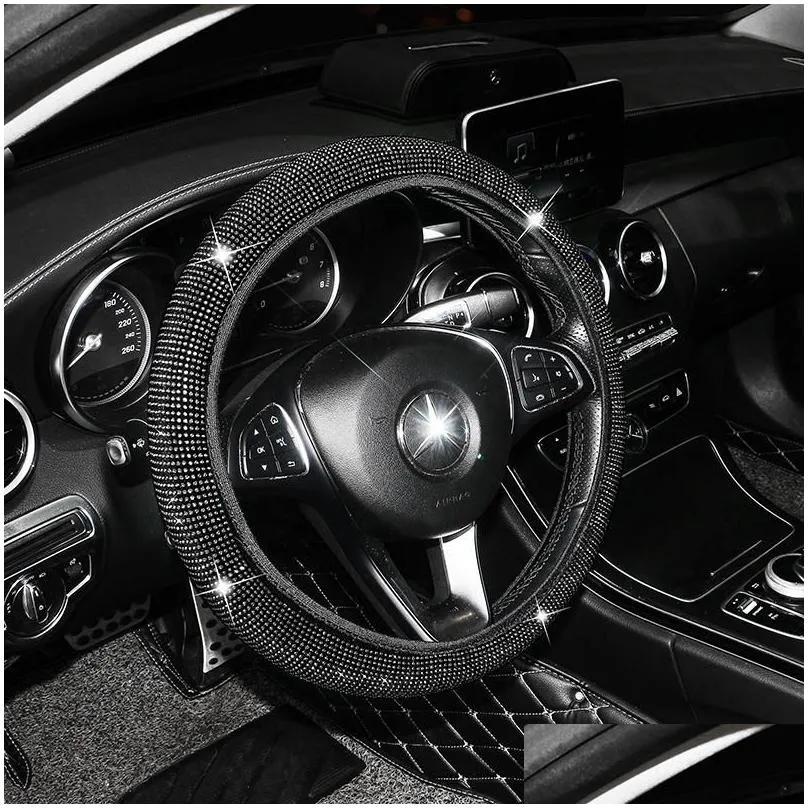 steering wheel covers universal 38cm car cover colorful diamond soft protector set bling accessories for woman