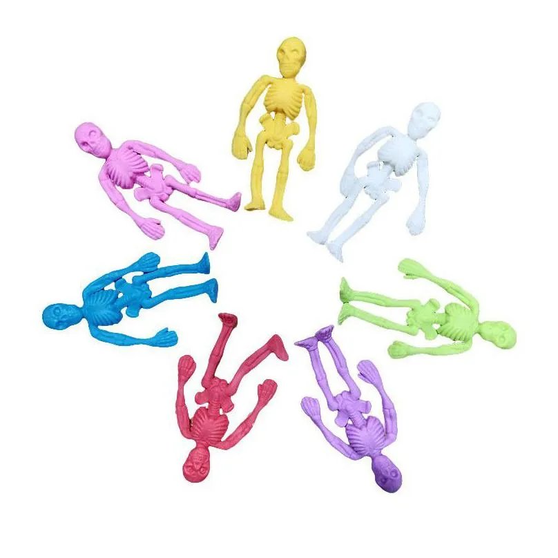 halloween stretchy skeleton toys assorted color flexible skull squishy toy for happy halloween party favors boys girls present