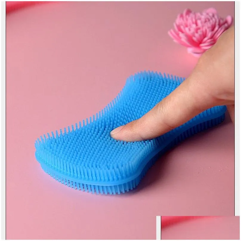 silicone sponges kitchen scrubber tools for dishes fruit vegetable pot pan dish washing brushes