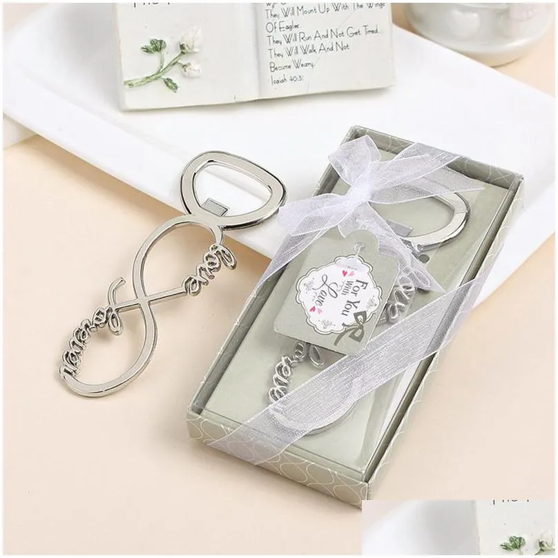 100pcs/lot newest forever love chrome beer bottle opener wedding favors and gifts for guests party gifts supplier bridal shower