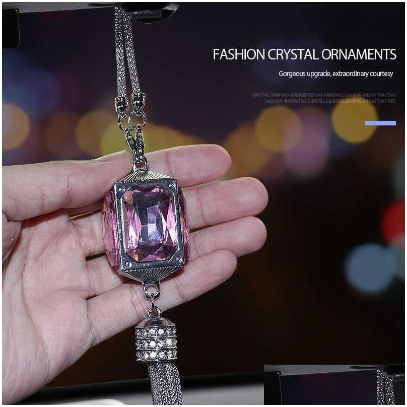 crystal car pendant automobile rearview mirror pink car hanging ornaments diamond car interior accessories for woman