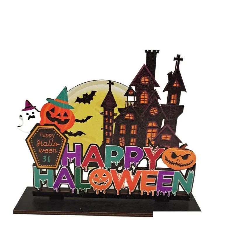 happy halloween party wooden centerpiece signs trick or treat boo bat ghost tabletop decorations