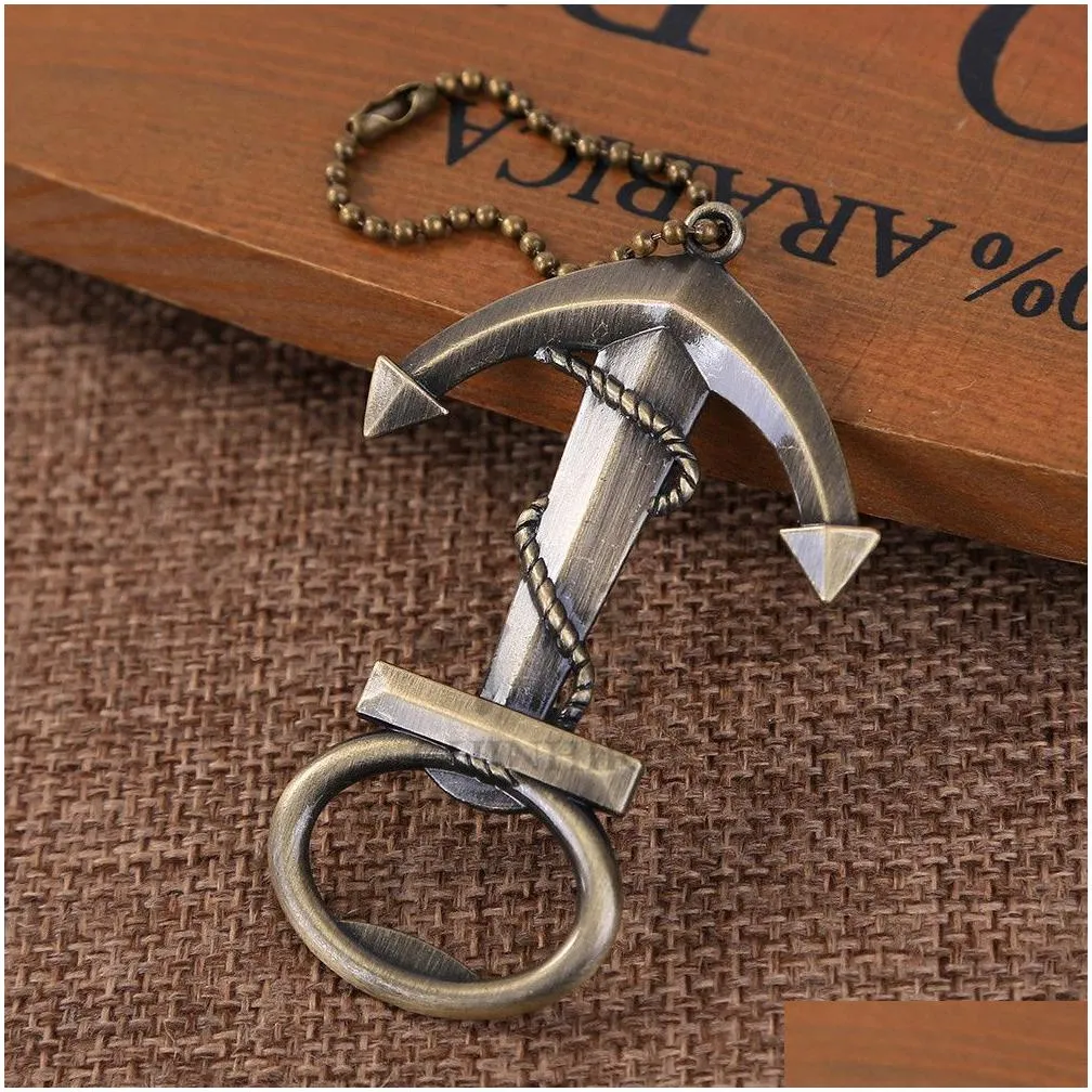 vintage boat anchor opener keychain zinc alloy beverage keyring beer bottle opener promotion gift qw8168