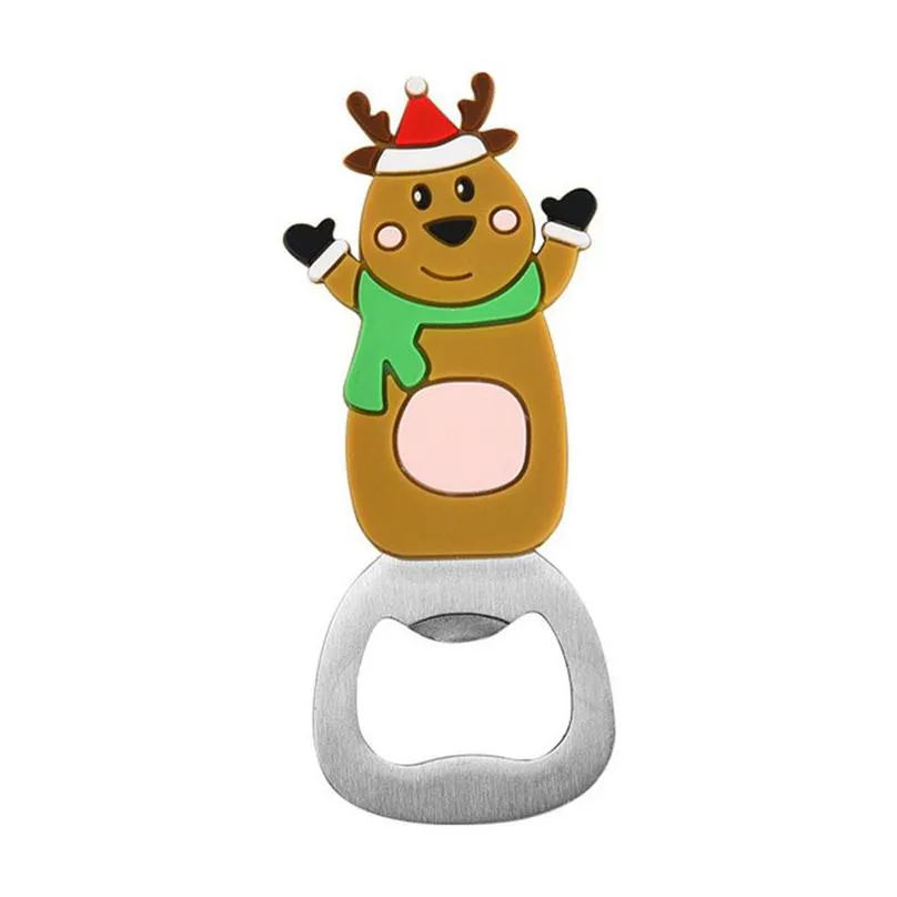 portable christmas bottle opener stainless steel snowman xmas tree bear deer santa shaped xmas gift kitchen tool