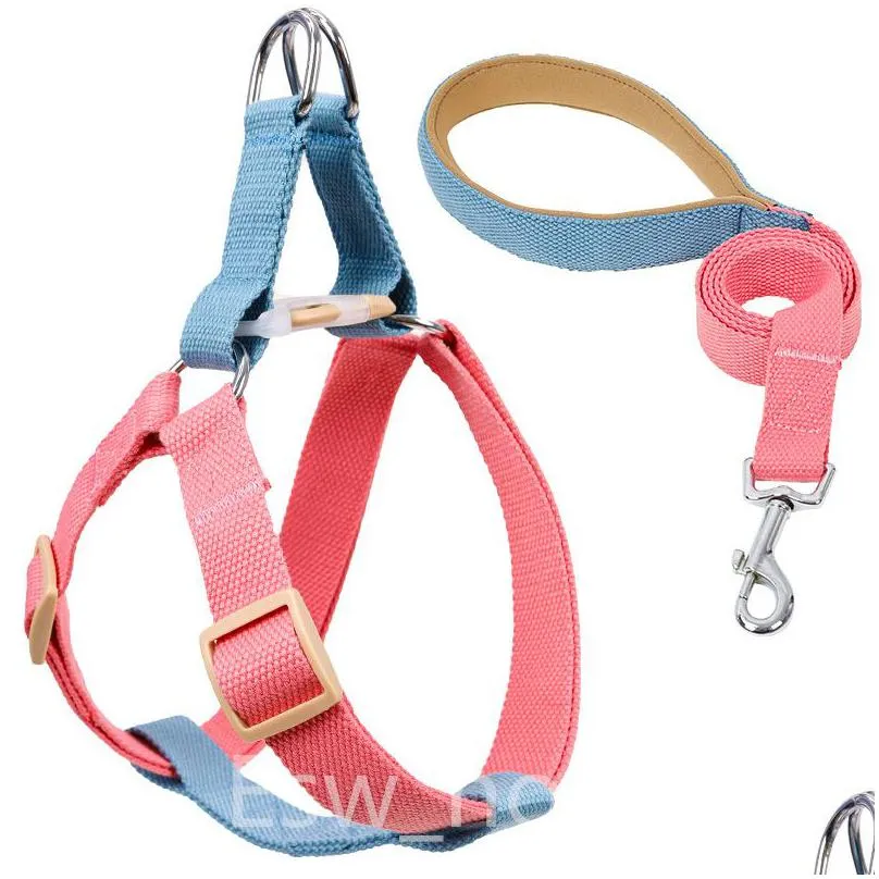 rainbow pet chest harness set no pull adjustable soft harness and leashes for puppy small medium