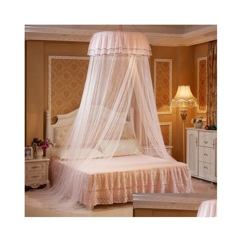 1.21.8m bed mosquito net hung dome princess hanging round lace canopy netting comfy student for crib twin1