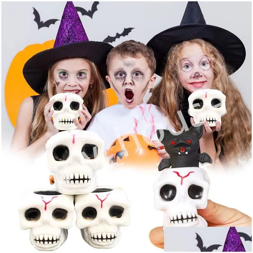 halloween party squeeze ghost skull shape evil fun toys kids adult decompression skull rubber squishes toy