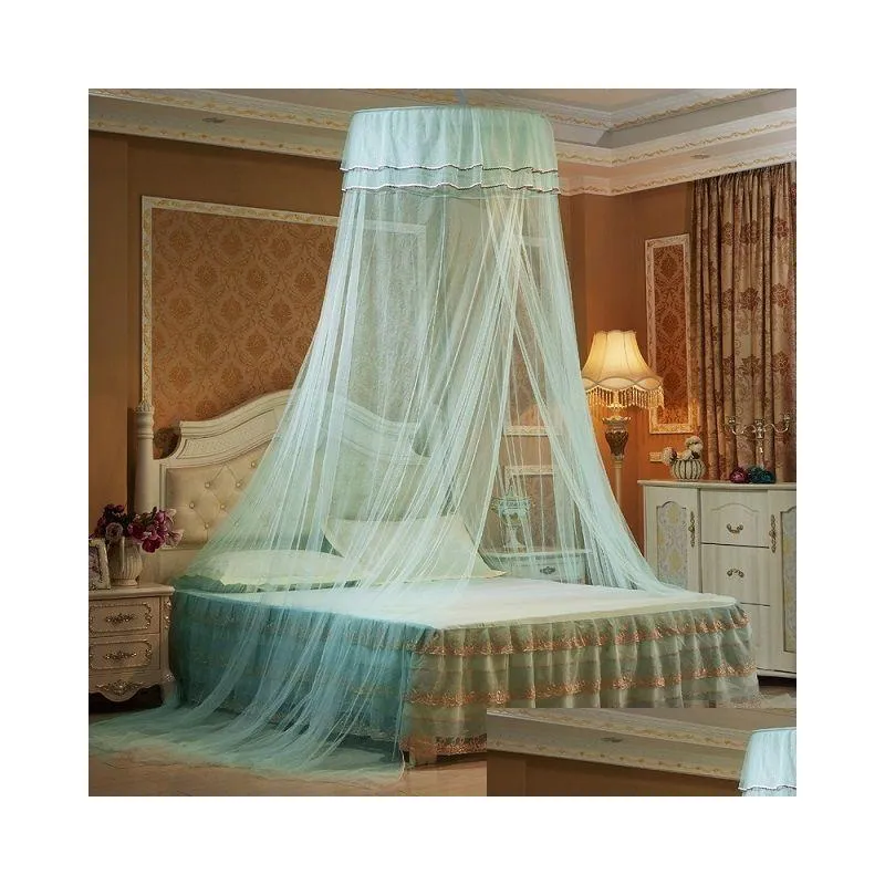 1.21.8m bed mosquito net hung dome princess hanging round lace canopy netting comfy student for crib twin1