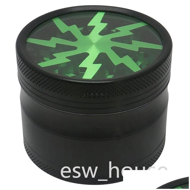 tobacco mills 63mm 4 layers aluminium alloy kitchen herbs herbal grinder with clear window