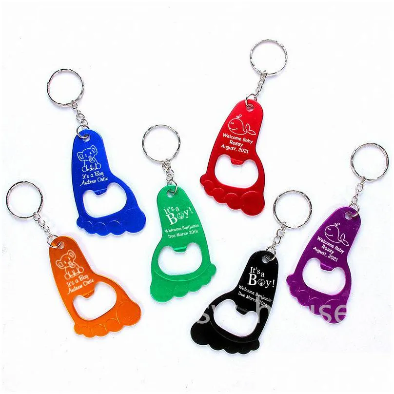 pocket key chain beer bottle opener baby foot shaped keyring bottles opener gender reveal infant shower favors